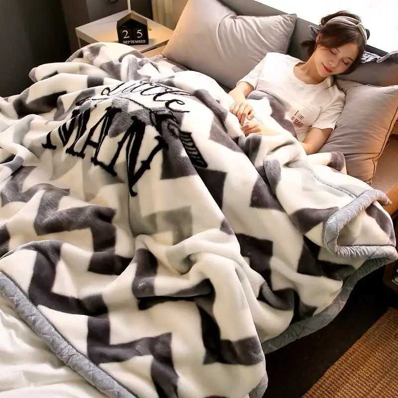 Thick Warm Fleece Blanket Winter bedroom quilts Sofa Nap blanket comfortable bedding comforter Washable Raschel blanket quilts L251108