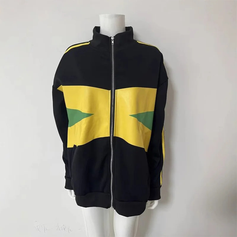AutumnWinter Y2K Mens and Womens Retro Street Jamaican Sportswear Letter ed Zipper Gothic Jacket Coat 250407