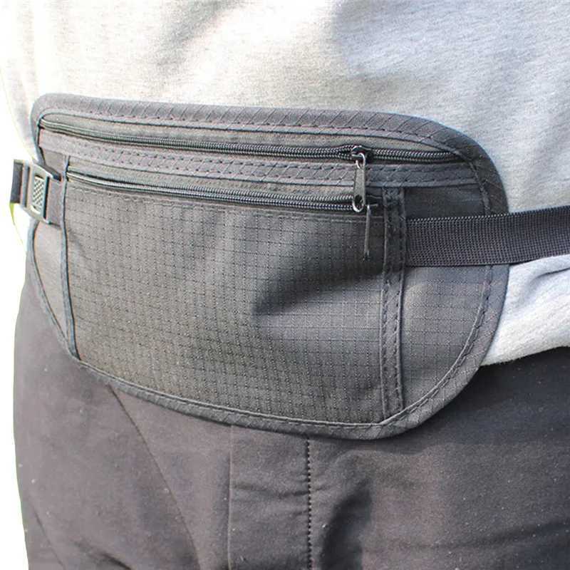 Neutral travel waist bag passport money strap hidden security wallet black zipper waist bag Z250407