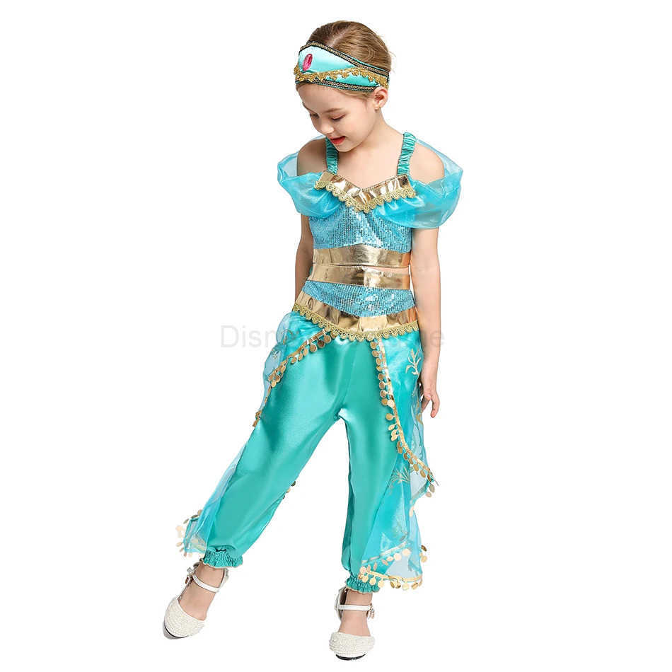 Disney Princess Dress of Birthday Party Carnival Cosplay Girls Costume Top+Pants+Headband Clothing Pants Set 2PCS X2504081