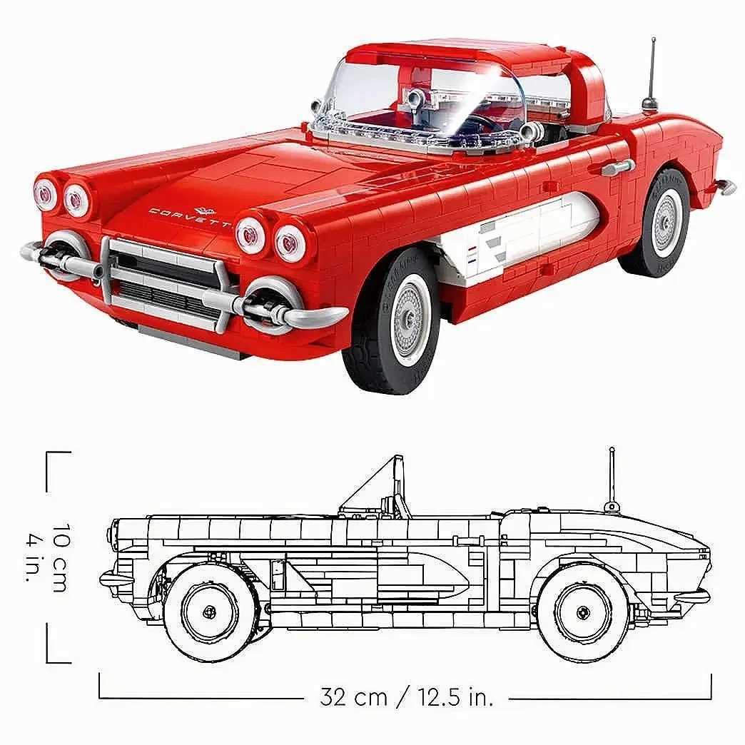 New 10321 Retro Sports Car Chevrolet Corvette Technology Building Blocks Assembly Vehicle Toys Boyfriend Gifts W250408