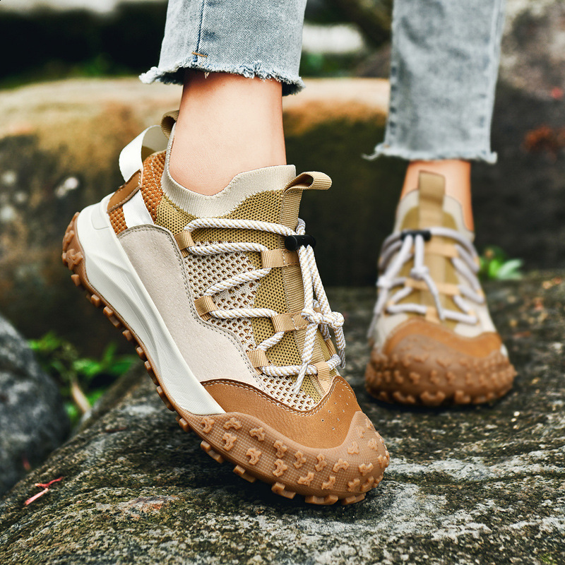 Men Outdoor Hiking Sneakers Climbing Trekking Lace Up Trekking Outdoor Mountain Bike Shoes Flat Sport Cycling Shoes Breathable 240606