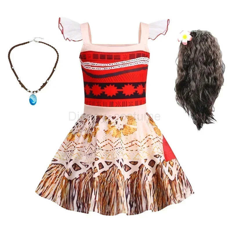Disney Moana 2 Dress Girl Halloween Party Adventure Costume Girl Princess Fancy Costume Children Vaiana Pet Pig Set X250408