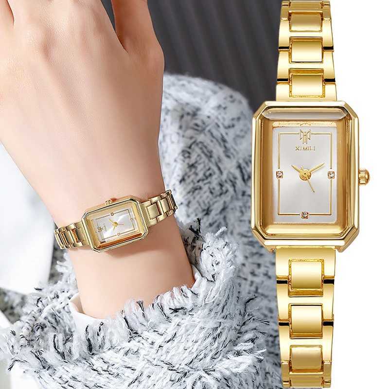 MAYZHISU Womens Watch Luxury Alloy Strap Womens Quartz Watch Fashion Womens Square Watch Simple Womens Folding WatchT250408