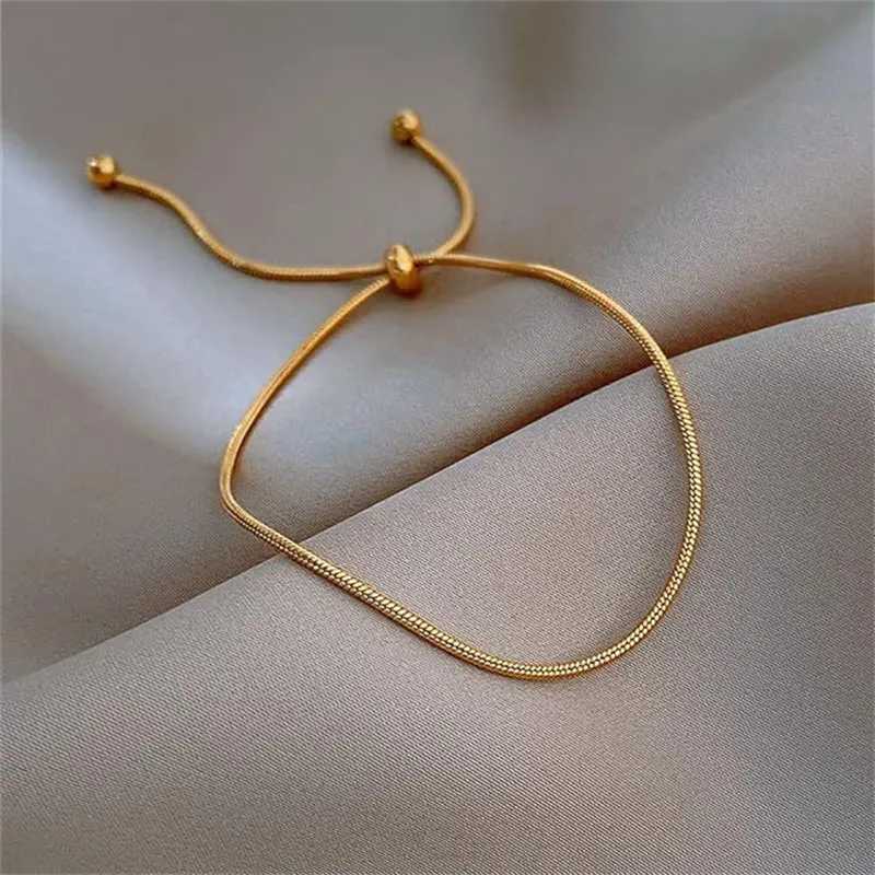Stainless Steel Adjustable Anklet for Woman Round Snake Chain Pull-Out Anklet Button Birthday Gift Jewelry On Foot Wholesale Z250408