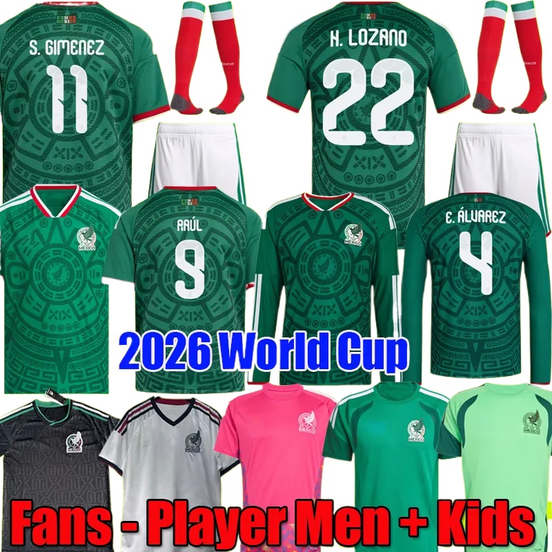 Mexico Jersey 2026 2027 World Cup Soccer Jersey A.VEGA RAUL J. QUInONES 26 27 H.LOZANO Men Kids Football Shirts Uniforms E. ALVAREZ Goalkeeper Training Uniform Women