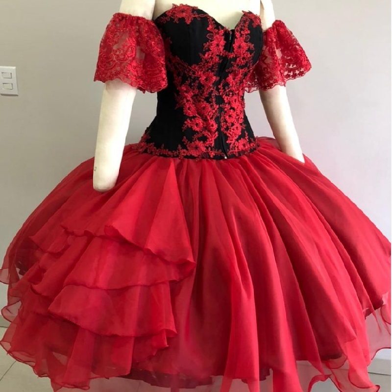 Victorian Gothic Short Prom Dress With Lace Red With Black Costume Evening Dress Vintage Formal Birthday Cosplay Party Wear Witch Vampire Vestidos De 