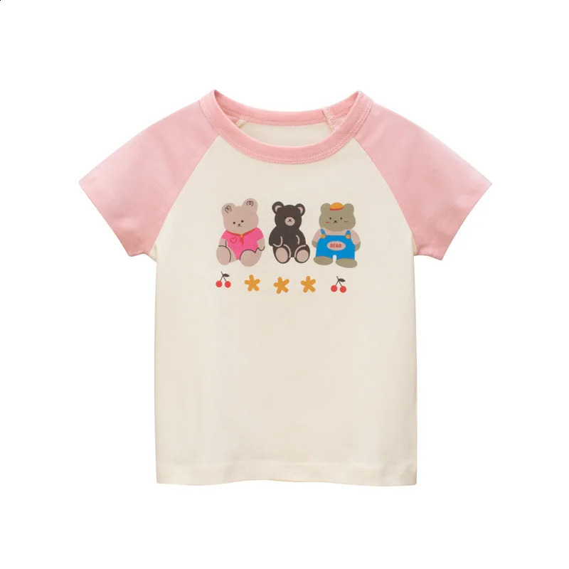 2025 Summer 2-8 Years Kids Girl Shorts Sleeve T-shirts Printed Little Girl Top Baby Girl T Shirts Children Toddler Girl Clothes 250408