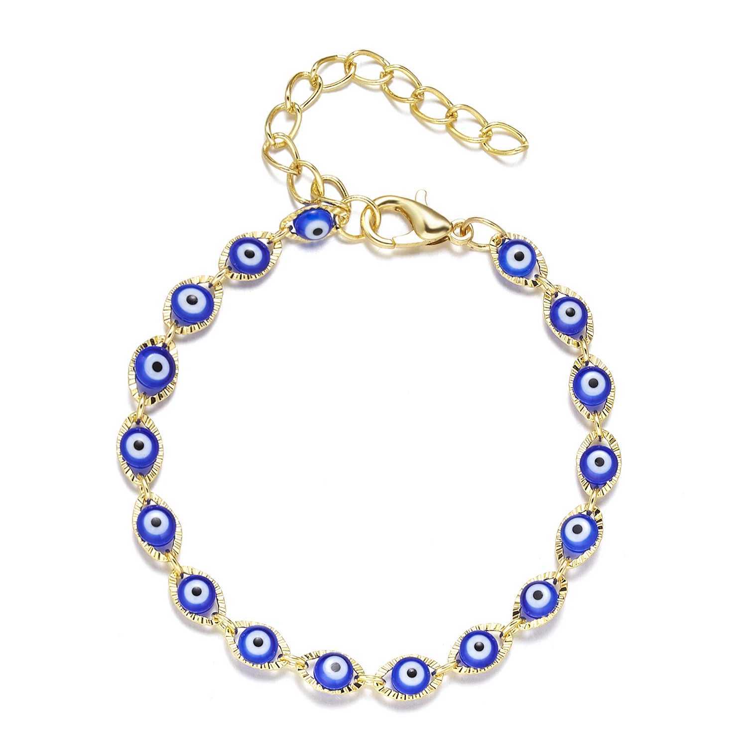 Blue Evil Eye Bracelet for Wen Fashion Turkish Lucky Resin Bead Chain Adjustable Bangle Bracelet Birtay Party Jewelry GiftC250408