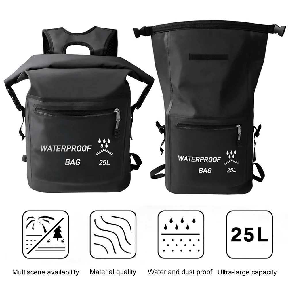 25L Waterproof Backpack Dry Backpack Large Capacity Rolltop Beach Bag PVC Swimming Backpack for Camping HikingC250407