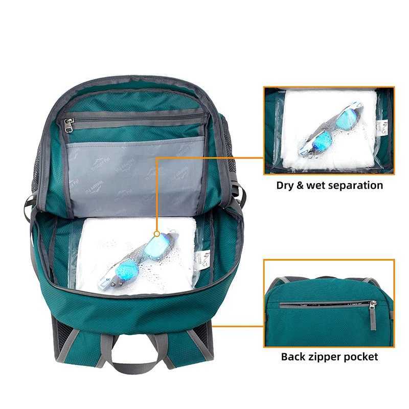 Large Climbing Camping Outdoor Bag Backpack For Men Women Foldable Dry Wet Hiking Trekking Camping Cycling Shoulder Bag RucksackC250407