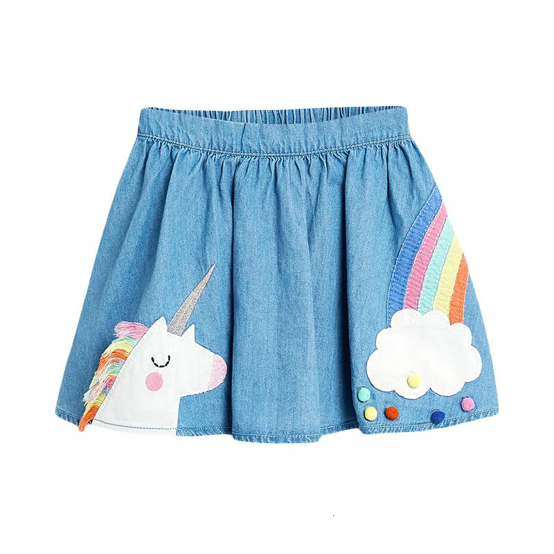 Little maven Baby Girls Summer Dress Unicorn Denim Skirt Lovely Casual Clothes Cotton for Toddler Infant Kids 2 to 7 year 250408