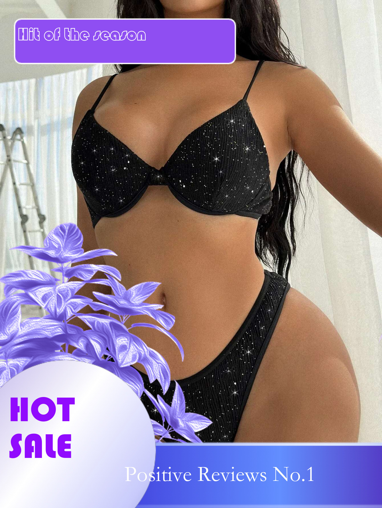 Dongdumaoyi Shiny Black Bikini Women Sequin Underwire Push Up Micro Swimwear Summer Bathing Suit Cut Out Thong Swimsuit Beach Outfits