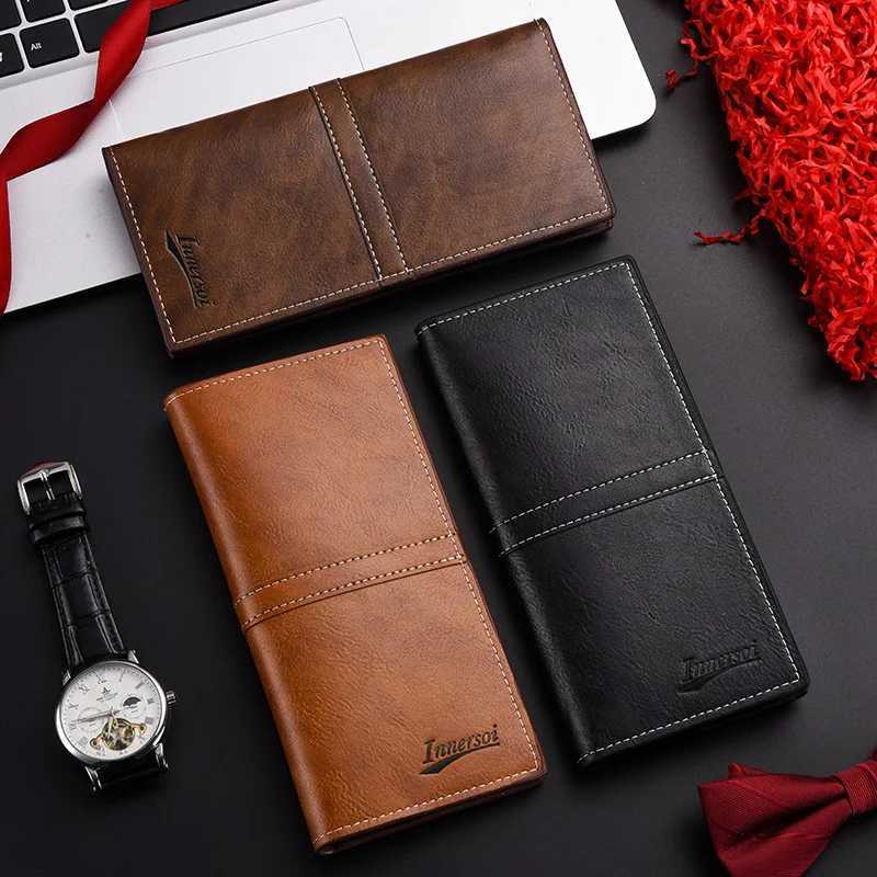 Mens Leather Wallet ID Card Holder Purse Checkbook Long Clutch Bifold Business Money Bag Man Wallets Cartera Hombre Carteras H25110711