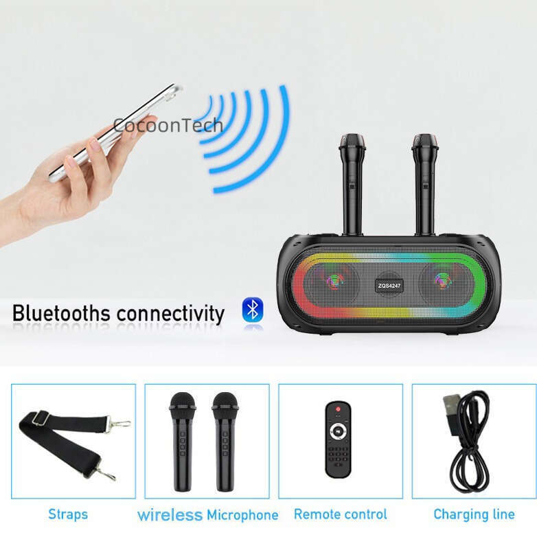 ZQS4247 Home Bluetooth KTV set karaoke one to two wireless microphone desktop speaker