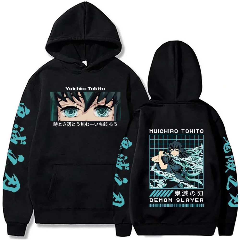Demon Slayer Japanese Anime Mens Hoodie Harajuku Muichiro Tokito Graphic Print Plus Size Sweetgirl Streetwear Female Pullover W250408