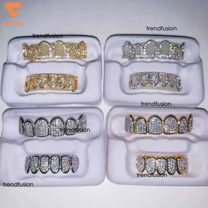 Custom Moissanite Grillz Ice hiphop Honeycomb setting dia men women top bottom Sterg sier Teeth Perm Cut GriilZ