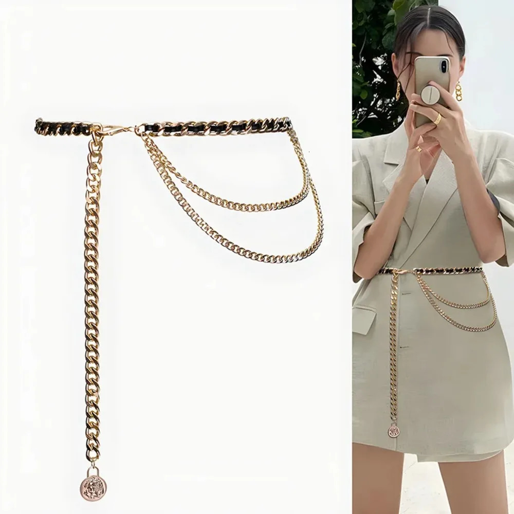 Fashion Metal Waist Chain Strap Rope Adjustable Belt Dress Shirt Decoration Waistband Women 251031