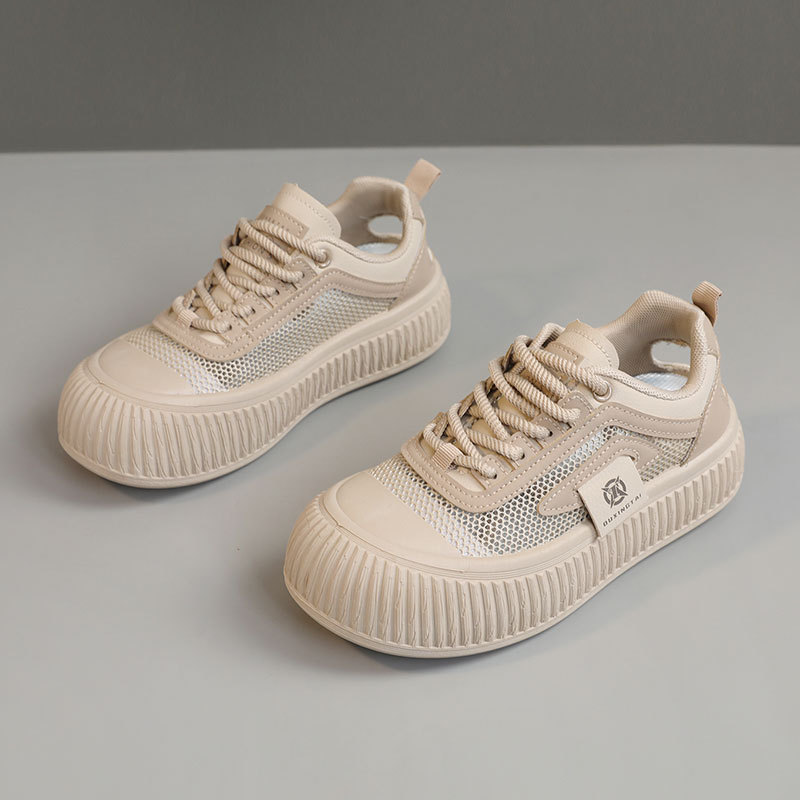 Casual shoes women sports shoes breathable fashion mesh shoes thick soled height increasing board shoes outdoor leisure daily travel