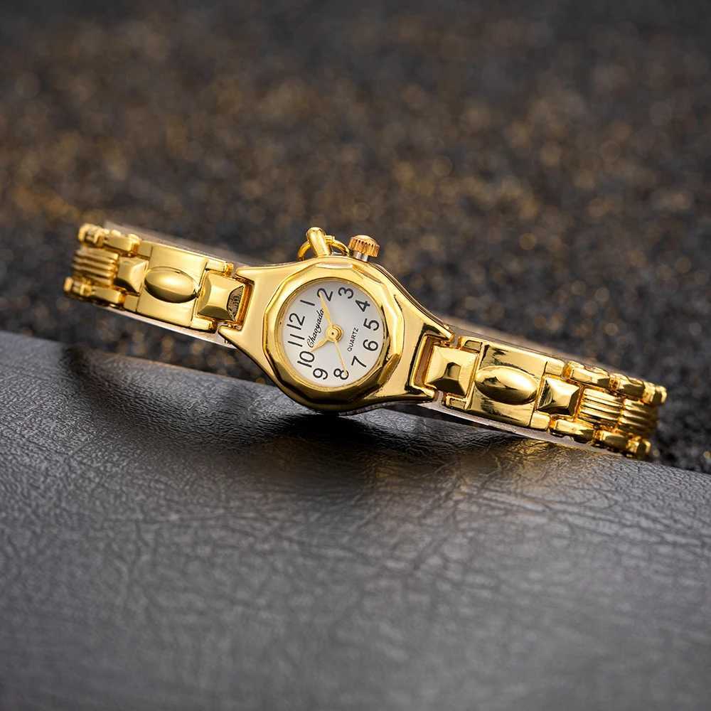 Luxury gold-plated womens bracelet watch girls quartz analog watch high-quality watch stainless steel casual dress watchT250408