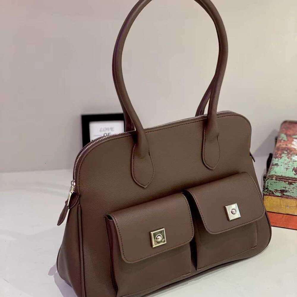 Retro Shell Design Used Multi Pocket Women's Shoulder Bag Handbag Trendy Street Chic Purse Large Capacity