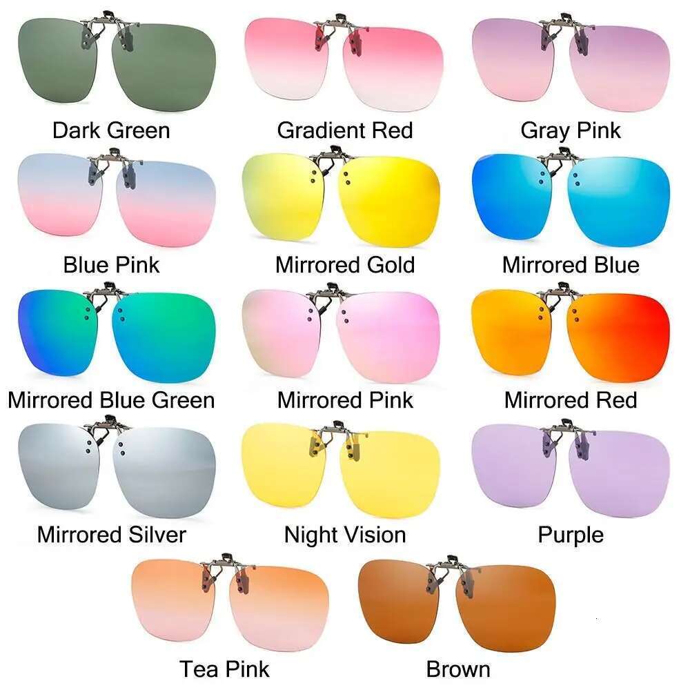 Metal Clip Clip-On Polarized Sunglasses Convenient Rimless Flip-up Sun for Prescription Glasses UV400 Polygonal Shades