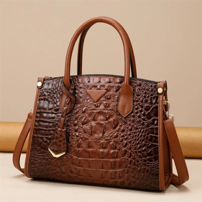 Womens Large Top-Handle Bag Vintage Shoulder Quality Leather Crossbody Messenger A Main 250320