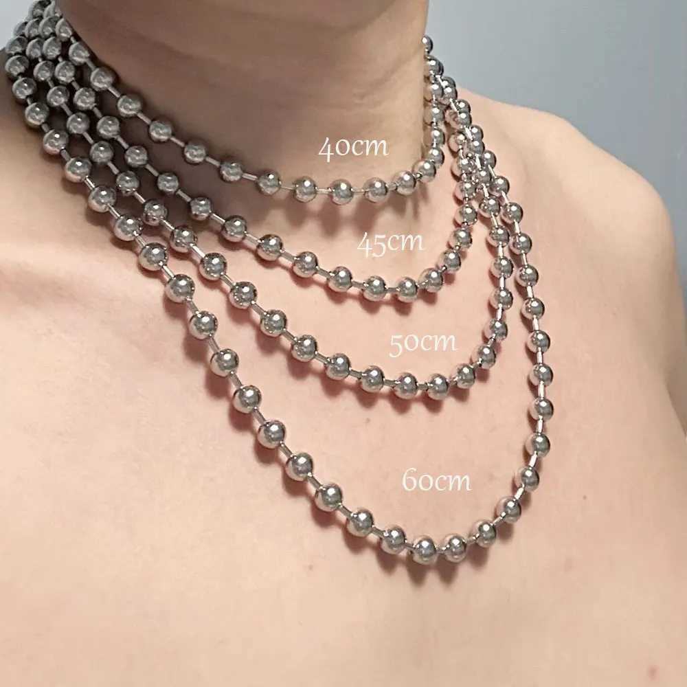 6/8/10mm Stainless Steel Ball Chain Layering Necklace for Women Men Oversize Chunky Chain Choker Grunge Aesthetic Y2K NecklaceC250407