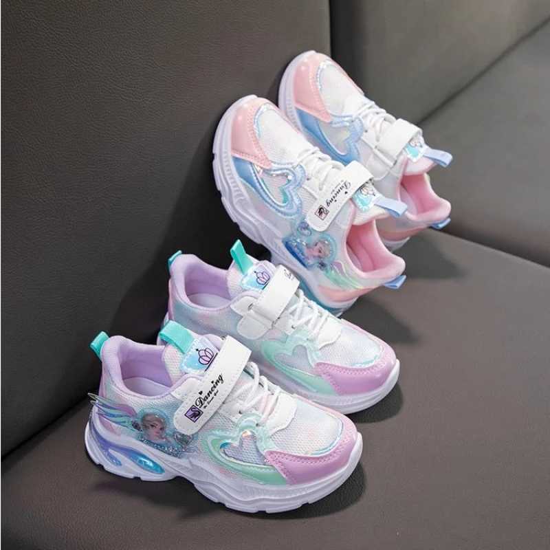 Girls casual shoes mesh breathable shoes Priness Elsa childrens casual white shoes sports shoes size 26-37 W250407