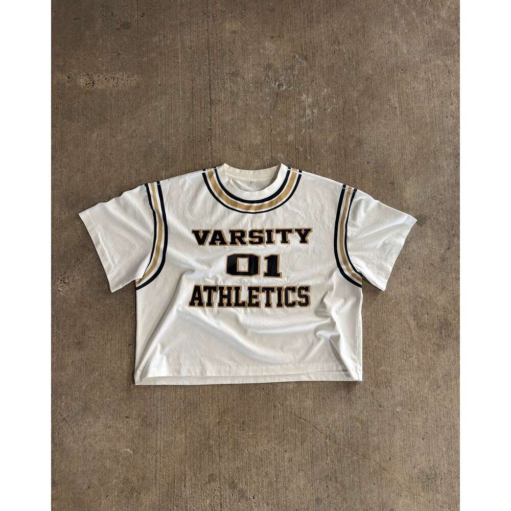 Y2K street sports style American spring/summer unisex pullover letter striped digital printed fashionable T-shirt