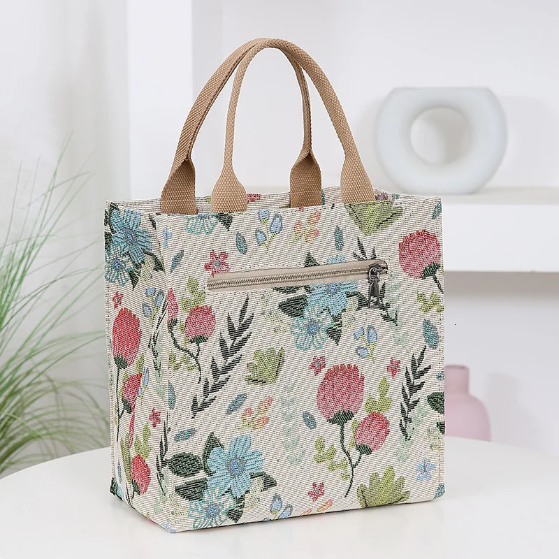 Knitted Thick Fabric Handbag Portable Workday Mess Storage Bag Mothers Shopping Bento 250401