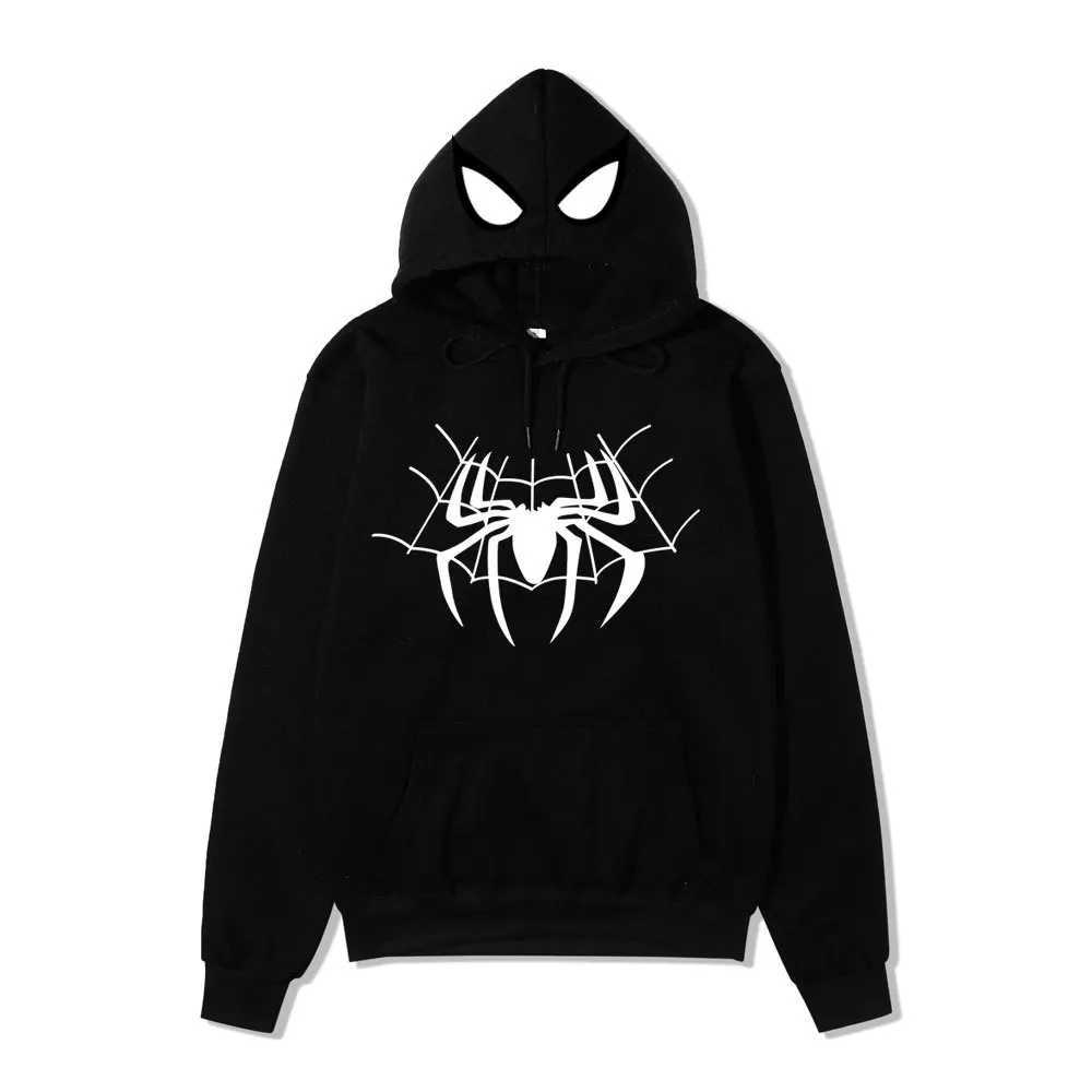 European and American dark sportswear mens and womens hoodies Gothic couple Harajuku spider print casual top Y2K W250408