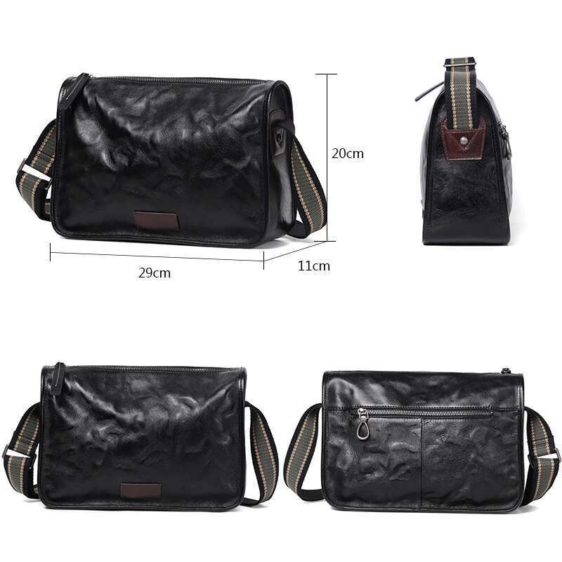 New Design Men Boys Crossbody First Layer Cowhide Leather Shoulder Bags Fashion Flap Messenger Bag Quality