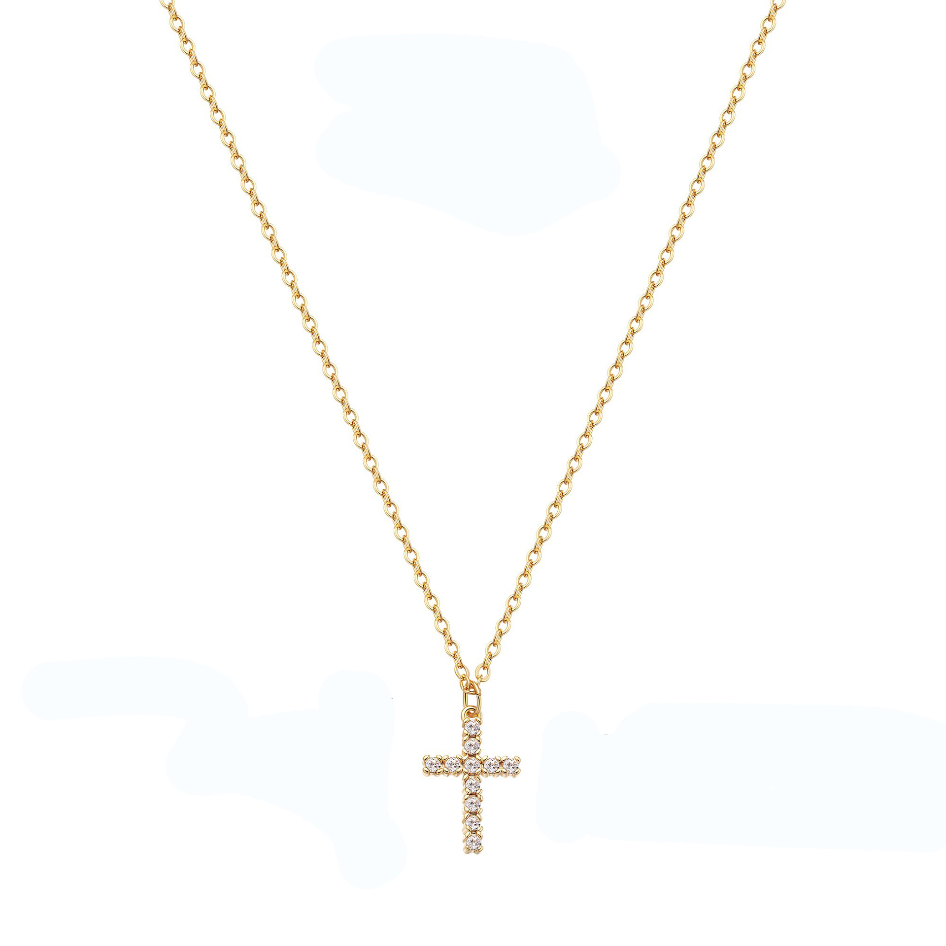 2025 Choucong Cross Pendant Simple Fashion Jewelry 14K Gold Fill Titanium Steel Round Cut 5A Zircon CZ Diamond Gemstones Party Women Clavicle Necklace