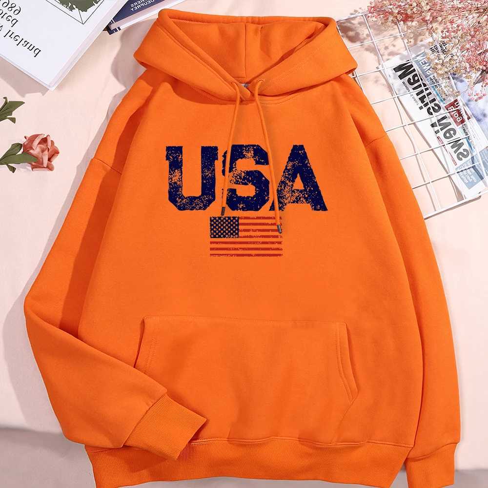 American Letter American Flag Stars and Stripes Hoodie Mens Wool Hoodie Womens Wool Oversized Sweater Autumn Pocket Clothing W250408