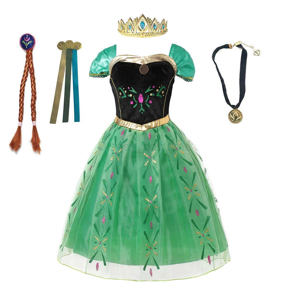 Disney Anna Costume For Kids Girl Fancy Birthday Party Gown Princess Dress Carnival Party Children Clothing Full Printing Vestidos X250408