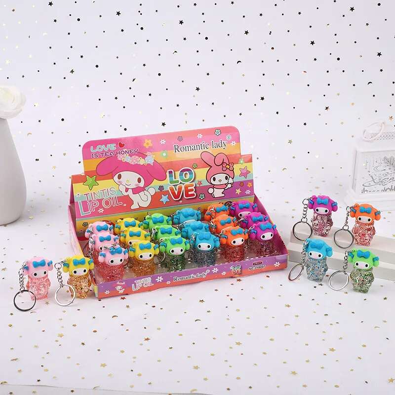 24Pcs Cute Cartoon Oil Color Changing Vitamin E Moisturizing Long Lasting Lip Gloss Girls Women Lips Makeup Wholesale