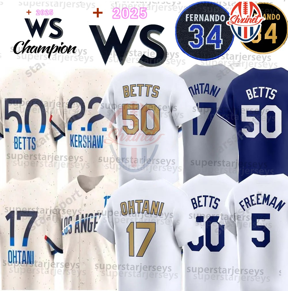 2025 Custom Baseball Jersey Shohei 17 Ohtani Mookie 50 Betts 11 Roki Sasaki 18 Yamamoto Freddie 5 Freeman 34 Valenzuela No.34 Patch Men Women Youth