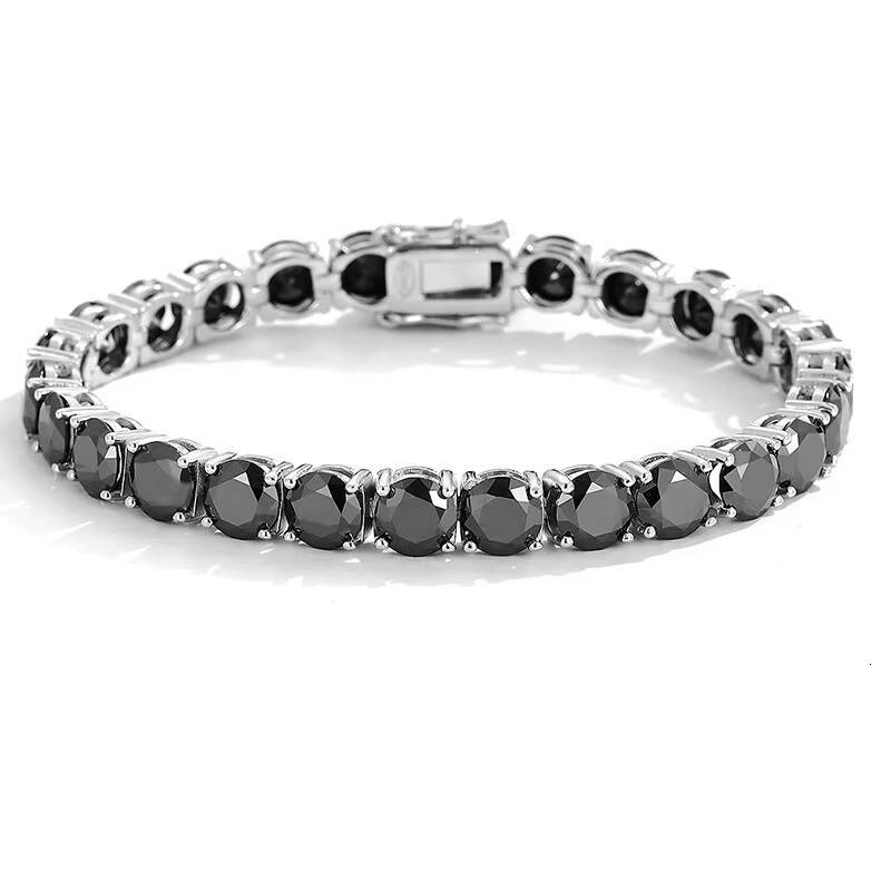 Hip Hop Women Men White Gold Plated Halo925 Sterling Silver 2mm 3mm 4mm 5mm 65mm Black Diamond Moissanite Tennis Bracelet
