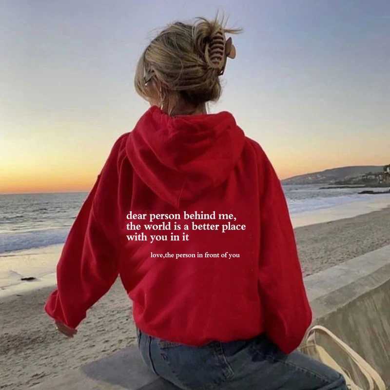 Dear the person behind me Hoodie Mental Health Sweater Positive Message 2024 Versatile Trendy Business Fashion W250408