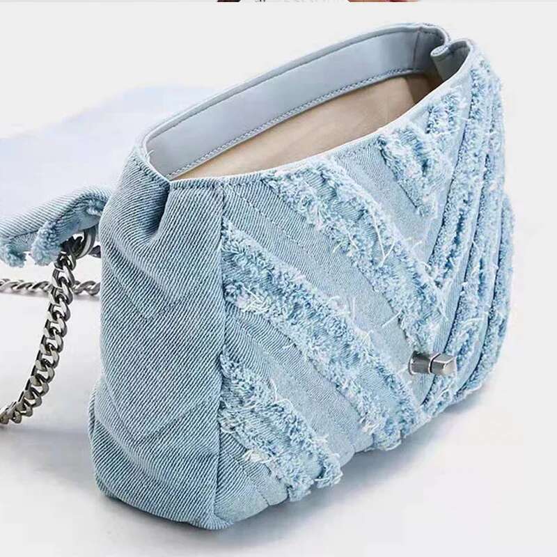 Fashion Summer Jeans Denim Shoulder Crossbody Handbags Women Canvas Girl Handbag Casual Chain Designer Tote Bags