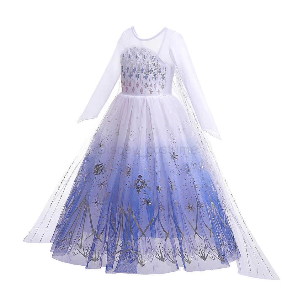 Disney 2PCS LED Light Up Snow Queen Costume for Kids Girl Elsa Birthday Party Luxury Princess Cosplay Children Carnival Clothing Outfit X250408