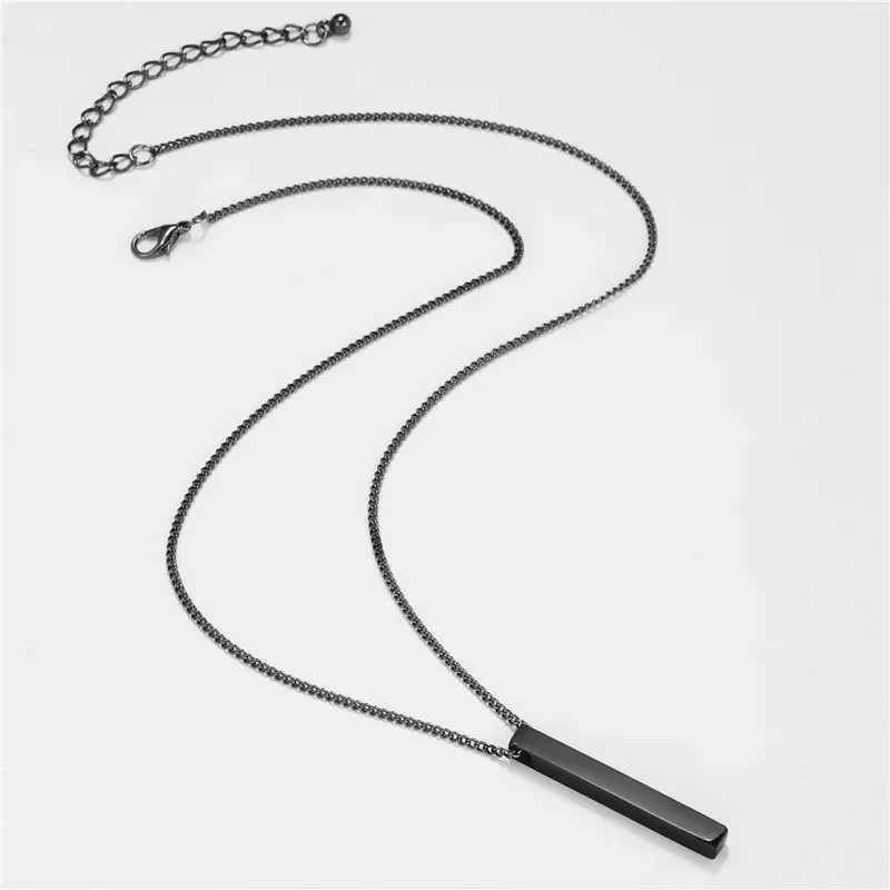 Fashion Geometric Rectangular Necklace for Men Hip-hop Retro Three-dimensional Column 2mm Pendant Male Dominant Jewelry GiftC250407