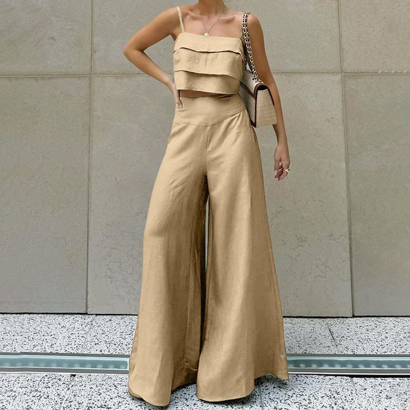 Women's Clothing High-Waisted Niche Slim-Fit Wide-Leg Pants Two-Piece