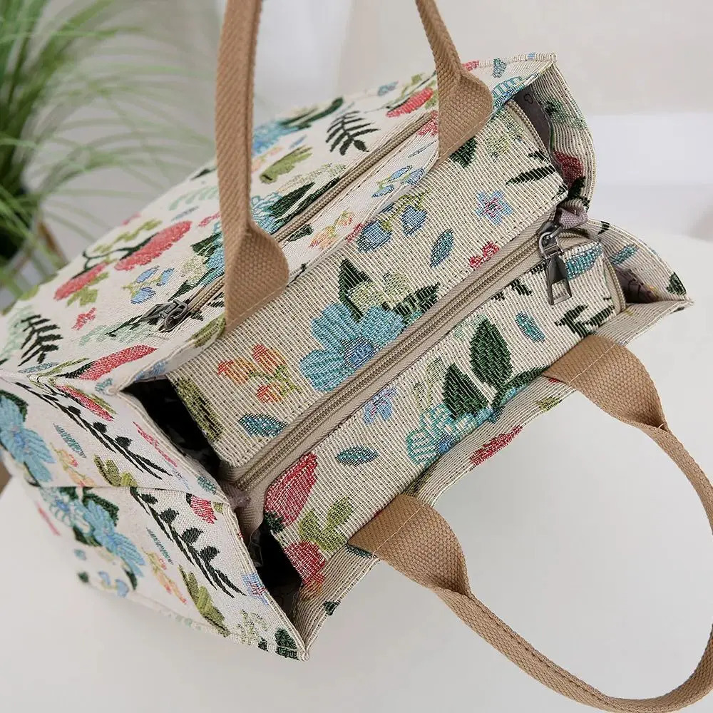 Knitted Thick Fabric Handbag Portable Workday Mess Storage Bag Mothers Shopping Bento 250401