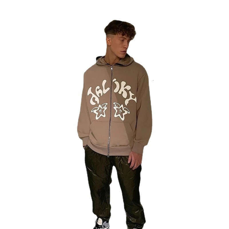 Classic vintage letter print trendy brand loose versatile men's and women's cardigans hooded sweatshirts gift for boys