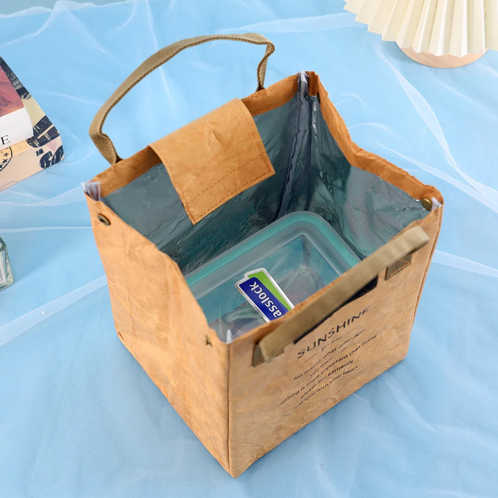 Paper lunch bag waterproof insulation length and thickness aluminum foil Japanese handbag office staff students 250401