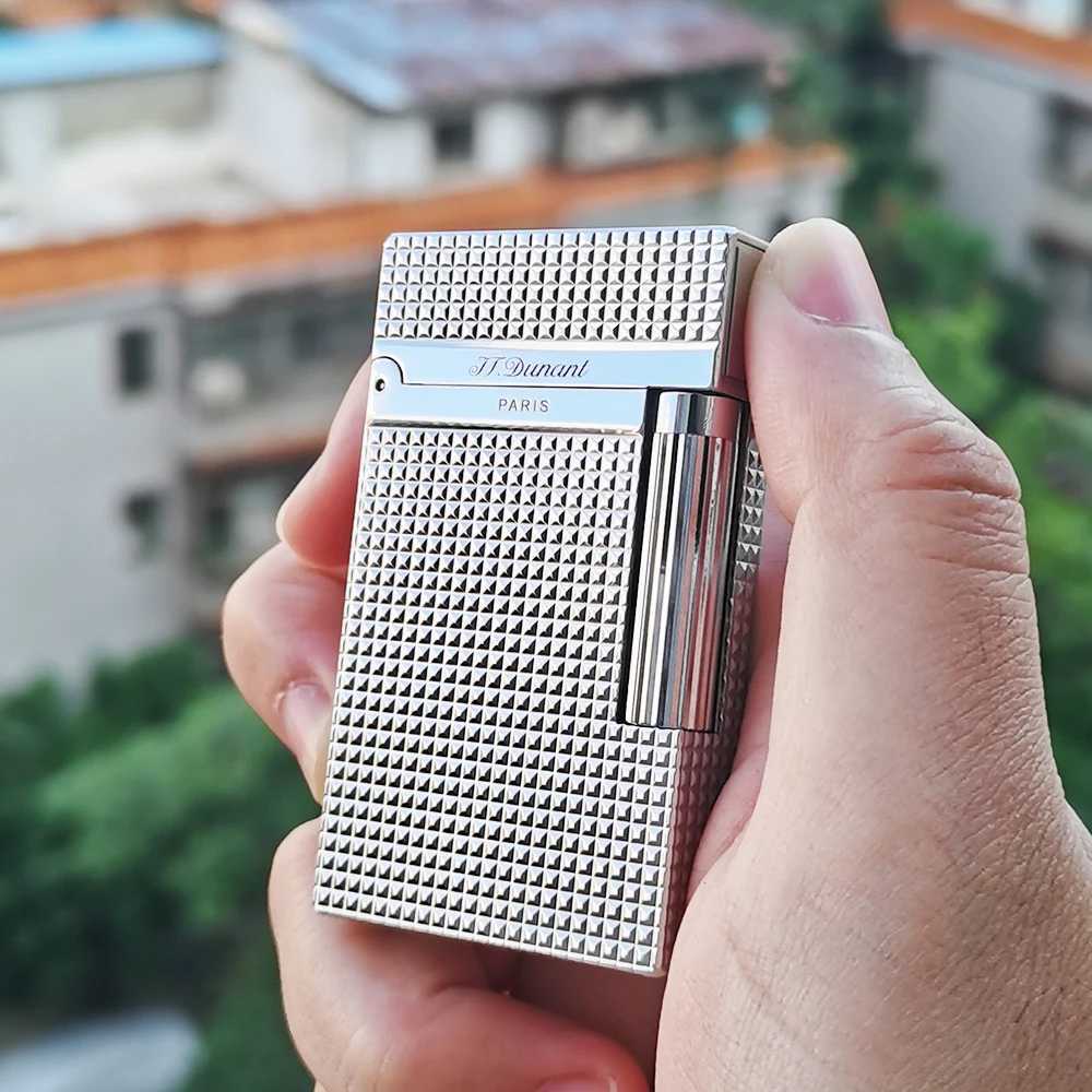Memorial Dunant Lighters Gas Carving Cool Cigar Tool for Smokers Smoking Small Tool Single Soft FlameXJ250407