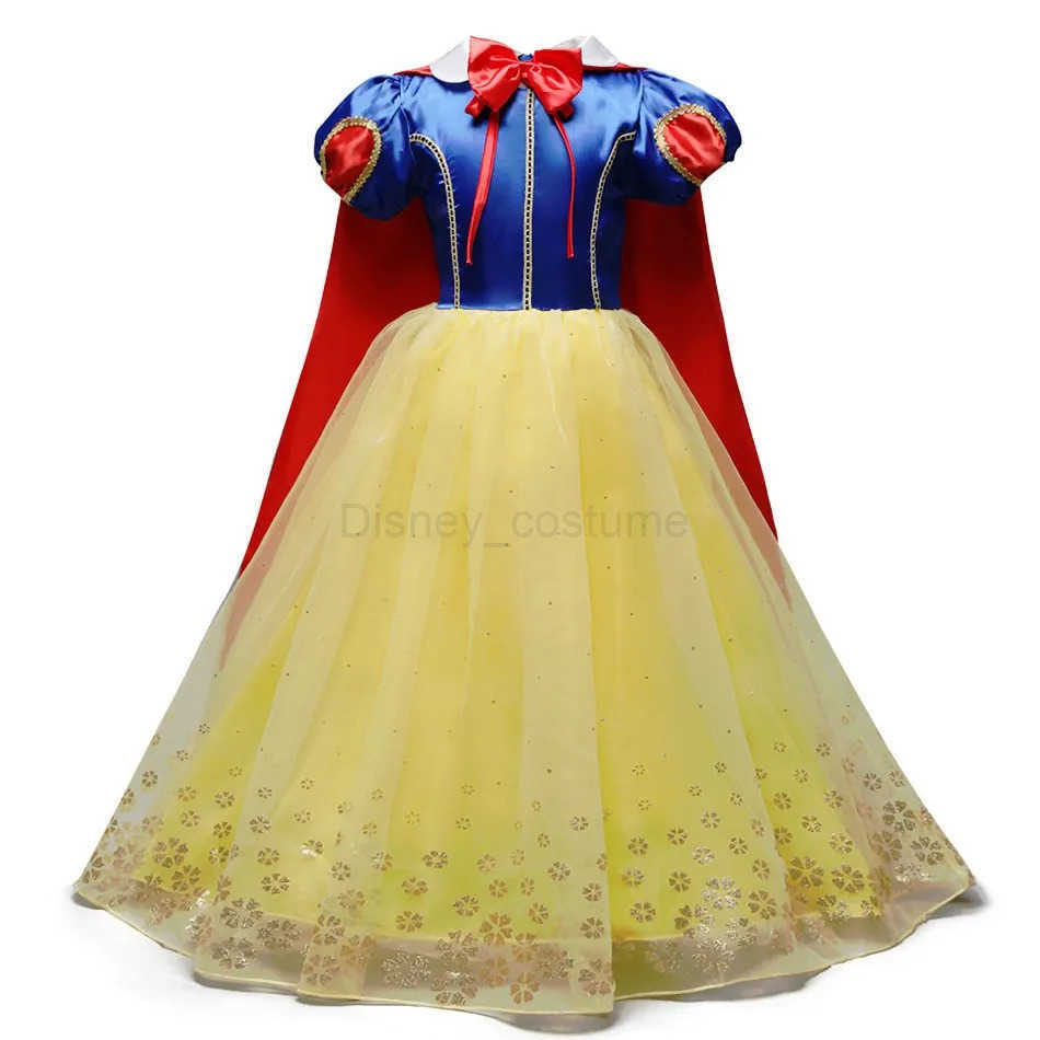 Disney Girl Jasmine Princess Dress Child Elsa Anna Bella Long Haired Princess Mermaid Dress Child Snow White Cinderella Aurora Dress X250408
