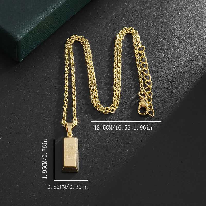 Creative Stainless Steel Gold Color Bar Pendant Necklace Hip Hop Rich Women Men Necklaces Party JewelryC250407